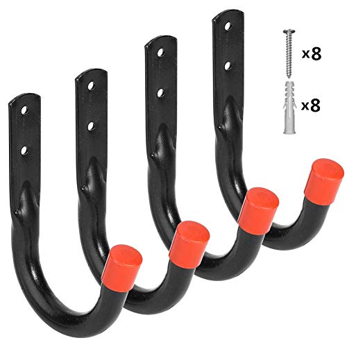 Wall Mount Utility Hooks Heavy Duty Steel Garage Storage Hanger Multi-Tools Holder Hanging Organizer (4 Pcs Black 4" Small J hook) Wall Mount Utility Hooks Heavy Duty Steel Garage Storage Hanger Multi-Tools Holder Hanging Organizer (4 Pcs Black 4" Small J hook)