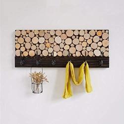 Cxjff Wall Coat Rack Clothes Hat Hanger Holder Hooks Wood Mediterranean Style, Brown, 3 (Color : Brown, Size : 68x2.5x40CM)
