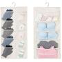 Miklan Closet Hanging Organizer with Pockets, Dual Sided 15-Pocket Wall Shelf Organizers Storage Bags Space Saver Bag Oxford Cloth with Hanger for Bra Underwear Tshirts Underpants Socks (Beige)