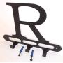 Capital Letter R Monogram Wall Hook Hanger. Satin Black. Solid Steel. Screws Included.