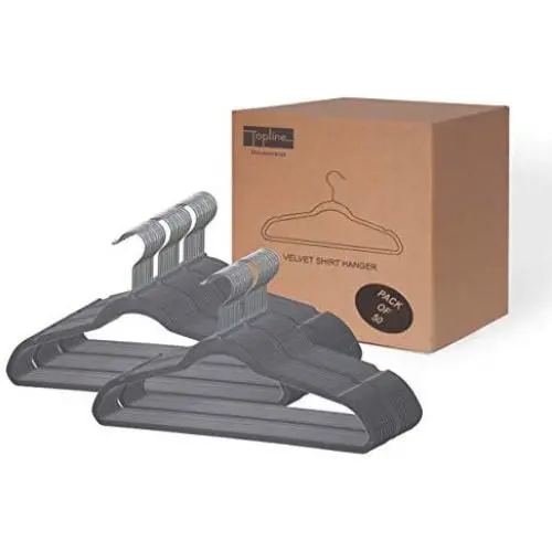 Topline Premium Velvet Clothes Hangers - 50 Pack (Grey Velvet) Topline Premium Velvet Clothes Hangers - 50 Pack (Grey Velvet)
