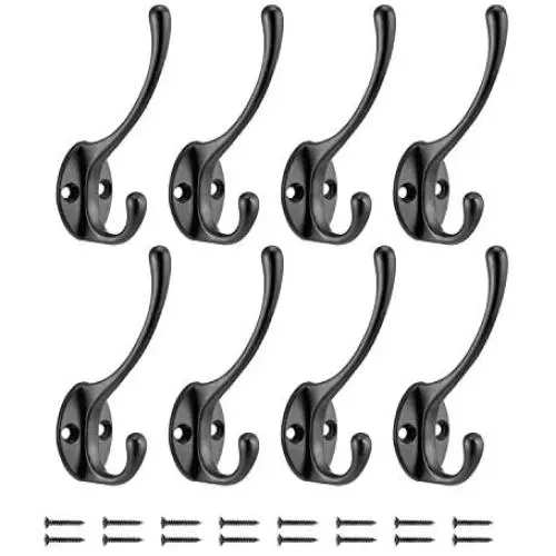 Flyisland Coat Hooks Wall Mounted,Heavy Duty Dual Wall Hook Rustic Farmhouse Double Hook for Coat, Scarf, Bag, Towel, Key, Cap, Cup, Hat (8 Pack, Black) Flyisland Coat Hooks Wall Mounted,Heavy Duty Dual Wall Hook Rustic Farmhouse Double Hook for Coat, Scarf, Bag, Towel, Key, Cap, Cup, Hat (8 Pack, Black)