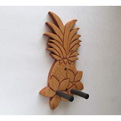 Ukulele Wall Mount Hanger, Deluxe Carved Pineapple, Plumeria, Luau Party Decor