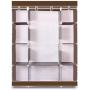 Clothes Closet Clothes Wardrobe Portable, Non-Woven Fabric Cloth Storage Wardrobe, Clothes Organizer Shelf Clothing Cabinet with Hangers, 4 Tiers and 10 Compartments, Brown