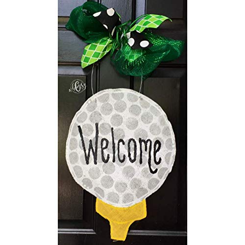 Polka Dot Golf Tee Burlap Door Hanger-Golf Ball Burlap Door Hanger-Golf Door Hanger- Golf Tee Wreath-Golf Wreath-Door Decor