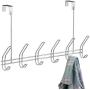 iDesign Classico Metal Over the Door Organizer, 6-Hook Rack for Coats, Hats, Robes, Towels, Bedroom, Closet, and Bathroom, 18.75" x 5" x 10.75", Chrome