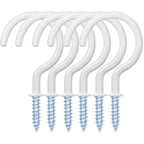 WaterLuu 20 Pack 2.9 Inches Ceiling Hooks,Vinyl Coated Screw-in Wall Hooks, Plant Hooks, Kitchen Hooks, Cup Hooks Great for Indoor & Outdoor Use - (20 White)