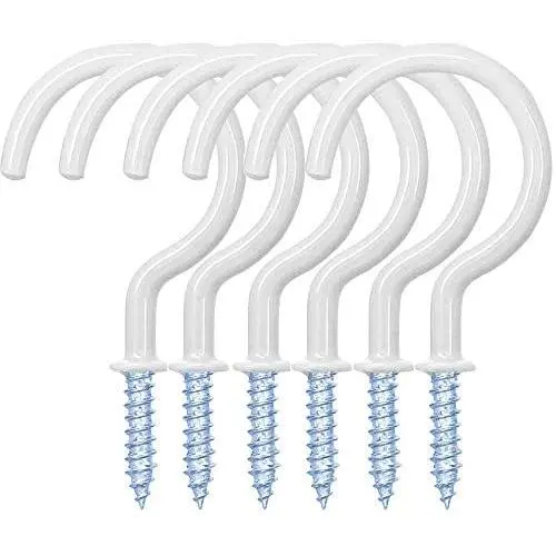 WaterLuu 20 Pack 2.9 Inches Ceiling Hooks,Vinyl Coated Screw-in Wall Hooks, Plant Hooks, Kitchen Hooks, Cup Hooks Great for Indoor & Outdoor Use - (20 White)