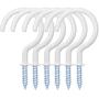WaterLuu 20 Pack 2.9 Inches Ceiling Hooks,Vinyl Coated Screw-in Wall Hooks, Plant Hooks, Kitchen Hooks, Cup Hooks Great for Indoor & Outdoor Use - (20 White)