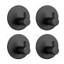 YAKAON Heavy Duty Adhesive Hooks, [4 Pack] Durable 304 Stainless Steel Wall Hangers, Waterproof Rustproof Oil Proof for Kitchen, Bathrooms, Doors, Office, Closet-Black