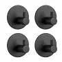 YAKAON Heavy Duty Adhesive Hooks, [4 Pack] Durable 304 Stainless Steel Wall Hangers, Waterproof Rustproof Oil Proof for Kitchen, Bathrooms, Doors, Office, Closet-Black