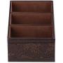 Retro PU Leather Storage Boxes Container Case Flower Pattern Remote Controls Holder Home Decoration Office Supplies