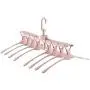 ISUE Multi-Purpose Clothes Hangers Plastic Space Saving Non-Sip for Closet 8-in-1 Folding Hanger 360-Degree Rotation Pink