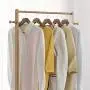Cxjff Floor Standing Coat Rack Movable Design Hanger Clothes 2 Hooks Shoes Shelf Easy Install, Wood (Color : Wood Color, Size : 80x45x165cm)