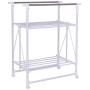 USA_Best_Seller White Folding Portable Adjustable Rolling Clothes Rack Hanger with 2 Shelves Foldable Coat Hat Suit Storage Organizer