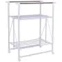 USA_Best_Seller White Folding Portable Adjustable Rolling Clothes Rack Hanger with 2 Shelves Foldable Coat Hat Suit Storage Organizer