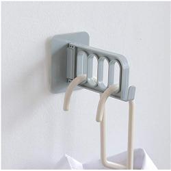 Wall Hanging Four-Hole Hanger Storage Hook Shaking Multifunctional Magic Folding Space-Saving Household Clothes Hanger Key Hook 10pcs Random Color