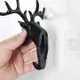 3Pcs Antler Head Coat Hooks Wall Mounted Clothes Hanger Animal Shaped Wall Hook Hanger for Hanging Hat Scarf Bag Key Black White Grey
