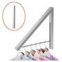 qinisi Retractable Clothes Rack - Wall Mounted Folding Clothes Hanger Drying Rack for Laundry Room Closet Storage Organization, Aluminum, Easy Installation, 2 Racks (Silver)