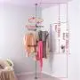 Hershii Portable Indoor Garment Coat Drying Rack Free Standing Clothes Storage Hanger Telescopic Tension Pole DIY Floor to Ceiling Lundry Racks Organizer System, Height Adjustable - Grey