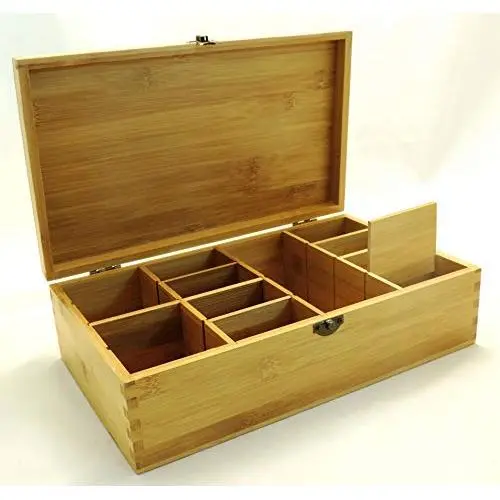 Multikeep Adjustable Tea Boxes 128 Tea Bag Storage Organizer Bamboo Latching Lid (Blank Lid) Multikeep Adjustable Tea Boxes 128 Tea Bag Storage Organizer Bamboo Latching Lid (Blank Lid)