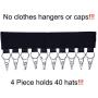 Hat Organizer Hanger, 10 Baseball Cap Holder, Hat Storage for Closet - Change Your Clothes Hanger to Ball Cap Organizer Hanger - Keep Your Hats Cleaner Than a Hat Rack - Great for Travel Use (4 Pack)