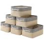 pulnimus Fabric Storage Baskets 12”x 8” x 5”Cloth Baskets,6 Pack Nursery Baskets,Small Storage Bins for Baby,Empty Gift Baskets with Rope Handles,Rectangular Basket,Decorative Closet Baskets