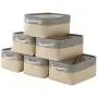 pulnimus Fabric Storage Baskets 12”x 8” x 5”Cloth Baskets,6 Pack Nursery Baskets,Small Storage Bins for Baby,Empty Gift Baskets with Rope Handles,Rectangular Basket,Decorative Closet Baskets