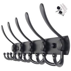 WEBI Coat Rack Wall Mounted,5 Tri Hooks for Hanging,Coat Hook,Hook Rack,Coat Hanger Wall Mount for Coats,Hats,Towel,Jacket,Black