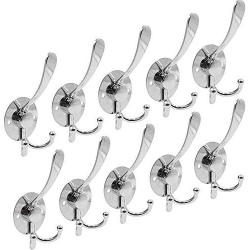 Coat Hook Wall Mounted,LECAMEBOR Three Prong Coat Rack Stainless Steel Entryway Hooks Clothes Hanger for Robe Hat Towel Purse(Silver,10 Pack)