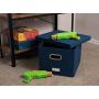 Internets Best Collapsible File Storage Organizer | Decorative Linen Filing & Storage Office Boxes | Letter/Legal | Navy | 1 Pack