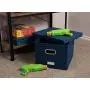 Internets Best Collapsible File Storage Organizer | Decorative Linen Filing & Storage Office Boxes | Letter/Legal | Navy | 1 Pack