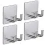 Adhesive Razor Hook for Shower, Cabinadd Stainless Steel Double Prong Hook Self Adhesive Wall Hook Hanger for Keys, Kitchen Utensils, Plugs, Coats (4 Pack) Adhesive Razor Hook for Shower, Cabinadd Stainless Steel Double Prong Hook Self Adhesive Wall Hook Hanger for Keys, Kitchen Utensils, Plugs, Coats (4 Pack)