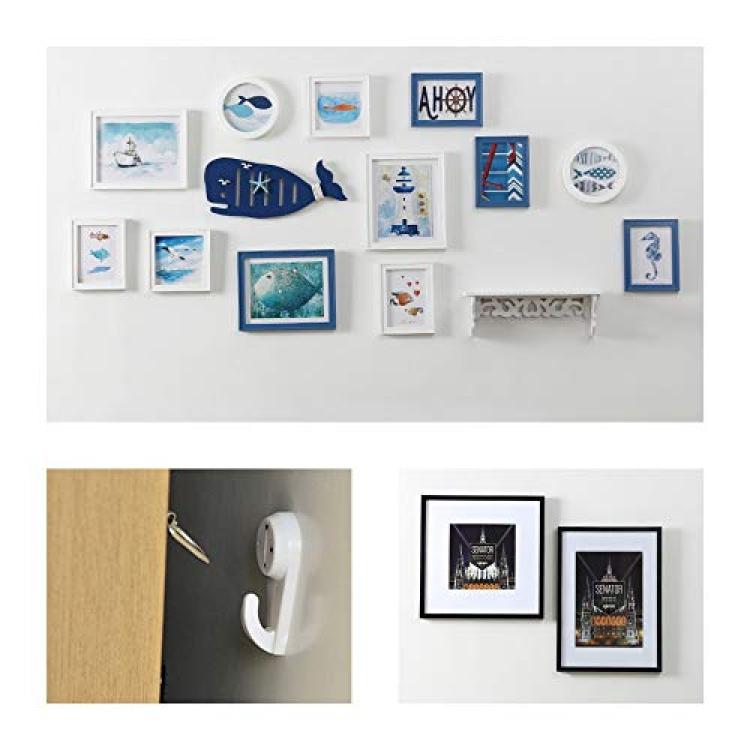 Non-Trace Wall Picture Hook, Dedoot Pack of 24 Non Trace Wall Hooks Plastic  Invisible Traceless Hardwall Hanging Hook for Picture Photo Frame Hangers