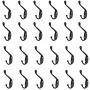 uxcell 24pcs Dual Wall Hooks Zinc Alloy Wall Mounted Coat Hat Key Double Robe Hooks Clothes Hanger Holder w Screws Black