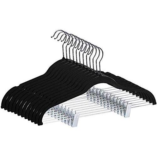 Velvet Skirt Hangers with Clips 10Pcs Non Slip Velvet Clothes Hangers with Notches for Pants and Coat Slim and Heavy Duty