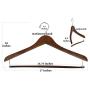 Iconikal 17-Inch Contoured Wood Suit Hanger with Pant Bar, Walnut, 10-Pack Iconikal 17-Inch Contoured Wood Suit Hanger with Pant Bar, Walnut, 10-Pack