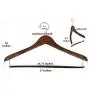 Iconikal 17-Inch Contoured Wood Suit Hanger with Pant Bar, Walnut, 10-Pack
