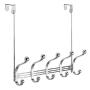 iDesign York Metal 5-Hook Over-the-Door or Wall Mount Rack for Coats, Hats, Scarves, Towels, Robes, Jackets, Purses, 15.62" x 5.35" x 12.83", Chrome