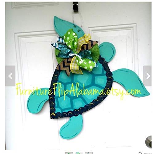 Sea Turtle door hanger wood summer wreath Nautical sign