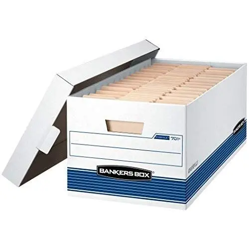 Bankers Boxes STOR/File Medium-Duty Storage Boxes, FastFold, Lift-Off Lid, Letter, 4 Pack (0070104)
