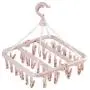 32 Clips Drying Rack Sock Holder Portable Windproof Towel Folding Cloth Hanger Rack Clothespin Wardrobe Storage Cloth Hangers 3pcs Random Color