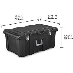 Storage Box. Wheeled Plastic Container Crate W Lid Protects From Damp, Odors, Dirt, Dust, Pests. Replaces Bin, Basket, Tube. Space Saver Footlocker Tote To Hold, Organize In Garage, Boat, Home, Office