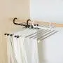 shengyuze Multi-Layer Clothes Pants Hangers Wardrobe Jeans Stainless Steel Storage Rack Space Saving for Home Storage, ABS Plastic + Stainless Steel - Black