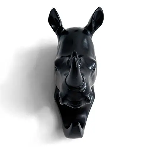HERNGEE Rhino Head Single Wall Hook/Hanger Animal Shaped Coat Hat Hook Heavy Duty, Rustic, Decorative Gift, Black HERNGEE Rhino Head Single Wall Hook/Hanger Animal Shaped Coat Hat Hook Heavy Duty, Rustic, Decorative Gift, Black