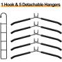 Hangers Space Saver, 5 in 1 Anti-Slip Clothes Rack, Multilayer Metal Magic Clothes Hanger with EVA Sponge Hangers for Closet Space Saving Detachable Hanger for Suit Coat Jacket Sweater Skirt Shirt Pan