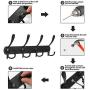 BAOEF Coat Hat Hook,Metal Robe Rail Rack Towel Hanger with Flared Tri-Hook,Colset Organizer for Home,Entryway,Office,Keys,Scarf,Jacket,Backpack,Wall Mounted,Black,2 Packs