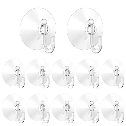 Suction Cup Hooks, 2.36Inches Clear Strong Suction Cup with Plastic Hooks, Heavy Duty Home Kitchen Bathroom Wall Window Hook Hangers(12Pack) Suction Cup Hooks, 2.36Inches Clear Strong Suction Cup with Plastic Hooks, Heavy Duty Home Kitchen Bathroom Wall Window Hook Hangers(12Pack)