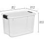 Sterilite 19859806, 30 Quart/28 Liter Ultra Latch Box, Clear with a White Lid and Black Latches, 6-Pack