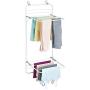 mDesign Long Metal Lightweight Over Door Laundry Drying Rack Organizer, 2 Tiers - for Indoor Air Drying and Hanging Clothing, Towels, Lingerie, Hosiery, Delicates - Folds Compact